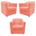 Kit 03 Poltronas Decorativas Tilla Suede Coral - Amarena Móve