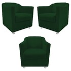 Kit 03 Poltronas Decorativas Tilla Suede Verde - Amarena Móve
