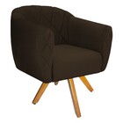 Kit 03 Poltronas Helena Base Giratória De Madeira Suede Marro