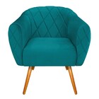 Kit 03 Poltronas Helena Palito Mel Suede Azul Turquesa - Amar