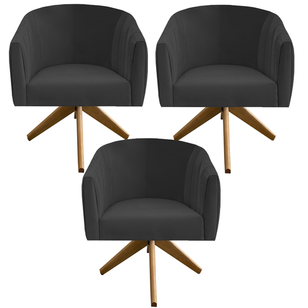 Kit 03 Poltronas Julia Decoração Base Giratória Salão Clinica