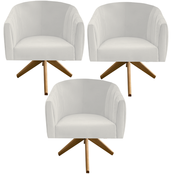 Kit 03 Poltronas Julia Decoração Base Giratória Salão Clinica