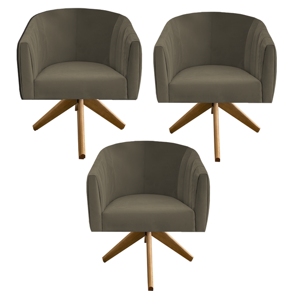 Kit 03 Poltronas Julia Decoração Base Giratória Salão Clinica