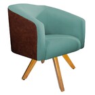 Kit 03 Poltronas Luiza Base Giratória De Madeira Corano Nozes