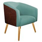 Kit 03 Poltronas Luiza Corano Nozes E Linho Azul Turquesa - A