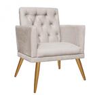 Kit 03 Poltronas Maria Capitonê Sala Recepção Suede Bege