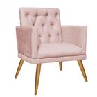 Kit 03 Poltronas Maria Capitonê Sala Recepção Suede Rose