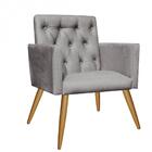 Kit 03 Poltronas Nina Capitonê Recepção Corino Cinza