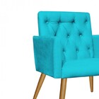Kit 03 Poltronas Nina Capitonê Recepção Suede Azul Turquesa