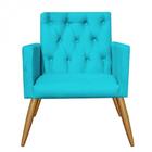 Kit 03 Poltronas Nina Capitonê Recepção Suede Azul Turquesa