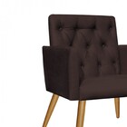 Kit 03 Poltronas Nina Capitonê Recepção Suede Marrom