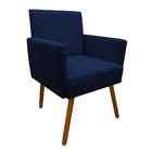 Kit 03 Poltronas Nina Decorativa Escritorio Suede Azul Marinh
