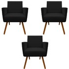 Kit 03 Poltronas Nina Decorativa Escritorio Suede Preto - D'c