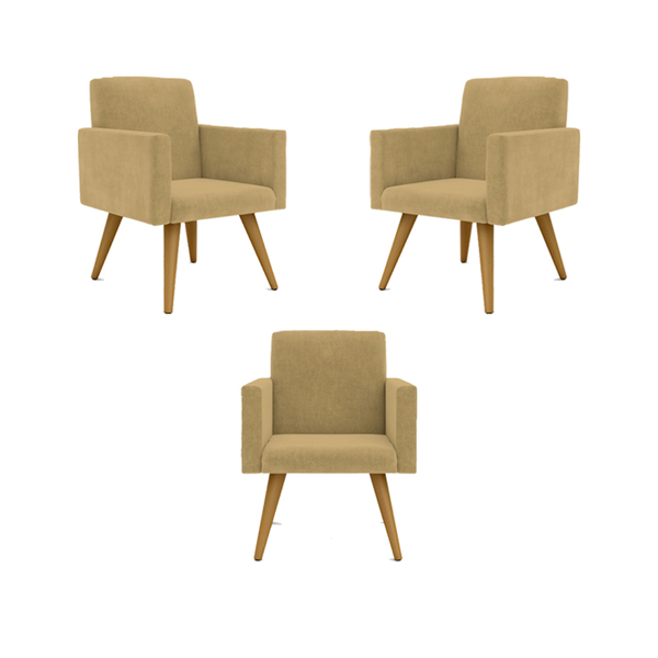 Kit 03 Poltronas Nina Decorativa Para Recepção Balaqui Decor