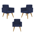 Kit 03 Poltronas Nina Decorativa Para Recepção Balaqui Decor