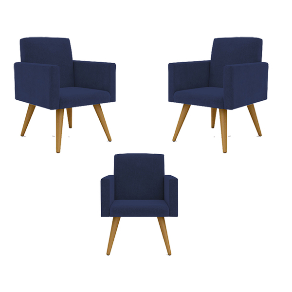 Kit 03 Poltronas Nina Decorativa Para Recepção Balaqui Decor