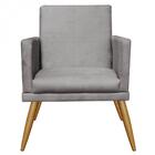 Kit 03 Poltronas Nina Rodapé Sala Recepção Corino Cinza