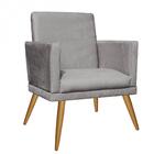 Kit 03 Poltronas Nina Rodapé Sala Recepção Corino Cinza