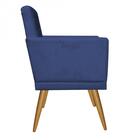 Kit 03 Poltronas Nina Rodapé Sala Recepção Suede Marinho
