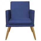 Kit 03 Poltronas Nina Rodapé Sala Recepção Suede Marinho