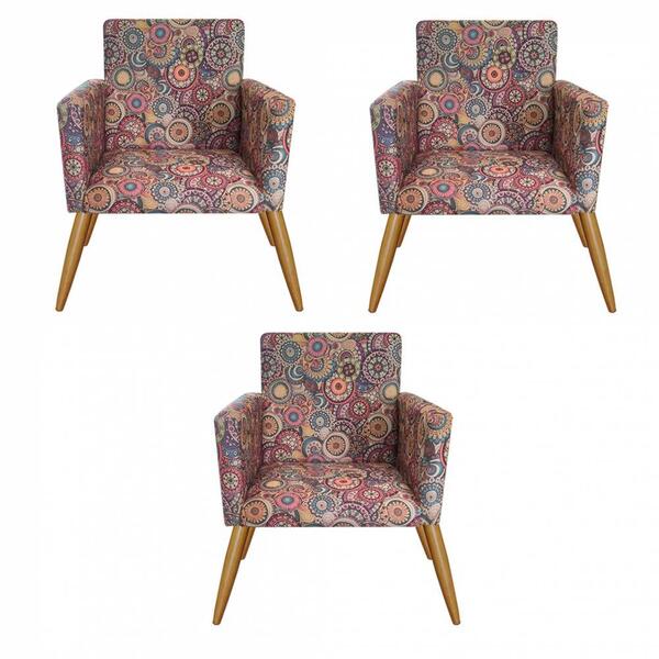 Kit 03 Poltronas Nina Sala Recepção Escritório Mosaico E03