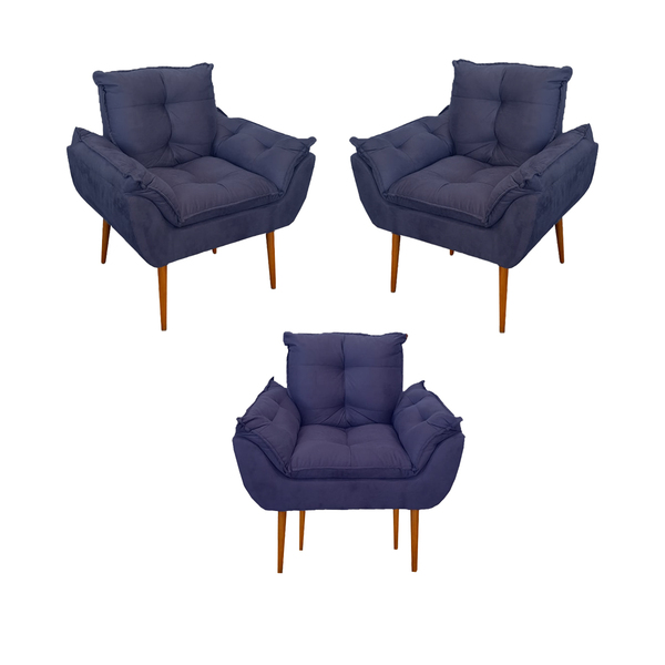 Kit 03 Poltronas Opala Confortável Sala, Quarto Escritorio Ma