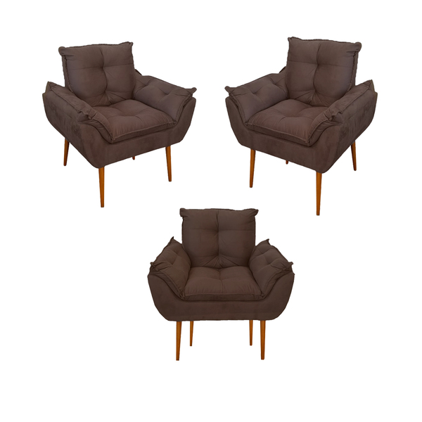Kit 03 Poltronas Opala Confortável Sala, Quarto Escritorio Ma