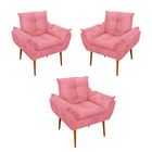 Kit 03 Poltronas Opala Confortável Sala, Quarto Escritorio Ro