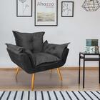 Kit 03 Poltronas Opala Decorativa Sala Recepção Corino Cinza