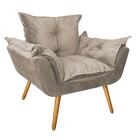 Kit 03 Poltronas Opala Decorativa Sala Recepção Suede Bege