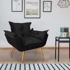 Kit 03 Poltronas Opala Decorativa Sala Recepção Suede Preto