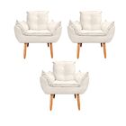 Kit 03 Poltronas Opala Decorativas Para Sala E Quarto Pés Pal