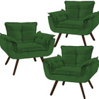 Kit 03 Poltronas Opalas Decorativas Para Sala E Quarto Pés Pa