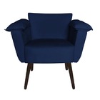 Kit 03 Poltronas Ruby Pés Palito Suede Azul Marinho - D'class