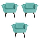 Kit 03 Poltronas Ruby Pés Palito Suede Azul Tiffany - D'class