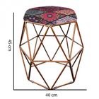 Kit 03 Puff Banqueta Aramado Luna Hexágono Base Bronze Mandal