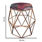 Kit 03 Puff Banqueta Aramado Luna Hexágono Base Bronze Mandal