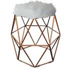 Kit 03 Puff Banqueta Aramado Luna Hexágono Base Bronze Pelúci