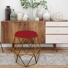 Kit 03 Puff Banqueta Aramado Luna Hexágono Base Dourado Corin