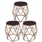 Kit 03 Puff Banqueta Aramado Luna Para Penteadeira Hexágono B