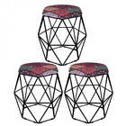 Kit 03 Puff Banqueta Aramado Luna Para Penteadeira Hexágono B