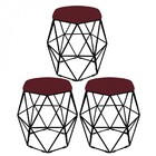 Kit 03 Puff Banqueta Aramado Luna Para Penteadeira Hexágono B