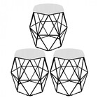 Kit 03 Puff Banqueta Aramado Luna Para Penteadeira Quarto Hex