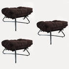 Kit 03 Puff Banqueta Costela Ferro Industrial X Pés Cruzados