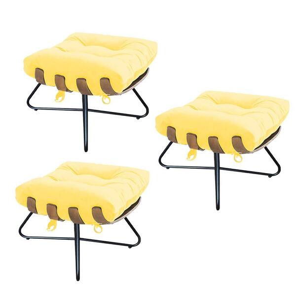 Kit 03 Puff Banqueta Costela X Amarelo