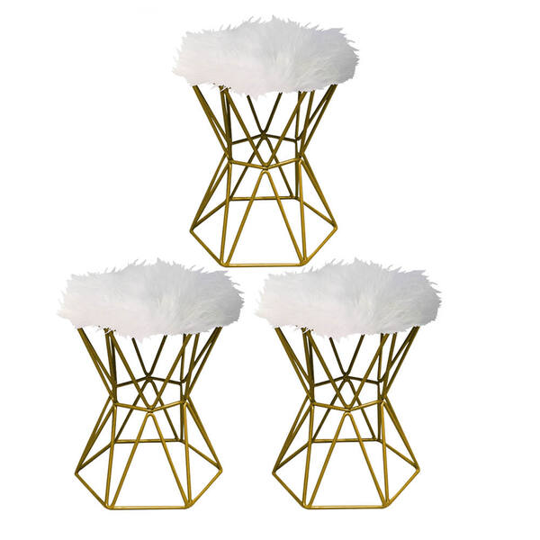 Kit 03 Puff Banqueta Louis Aramado Hexágono Para Penteadeira