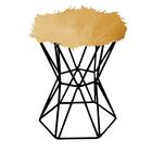 Kit 03 Puff Banqueta Louis Aramado Hexágono Preto Pelúcia Dou