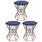 Kit 03 Puff Banqueta Louis Industrial Para Penteadeira Sala H