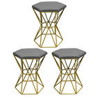 Kit 03 Puff Banqueta Louis Industrial Para Penteadeira Sala H