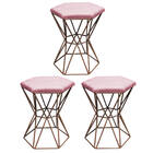 Kit 03 Puff Banqueta Louis Industrial Para Penteadeira Sala H